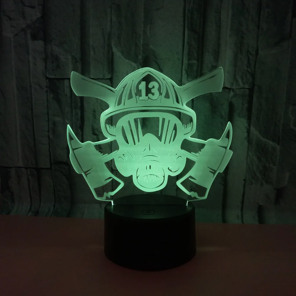 Vatrena Maska 3d Lampa Šareni zaslon Osjetljiv na Dodir Daljinski Upravljač Veleprodaja tvornice 7 boja promjena Rasvjeta Stolne Svjetiljke Moderne Lampe za čitanje