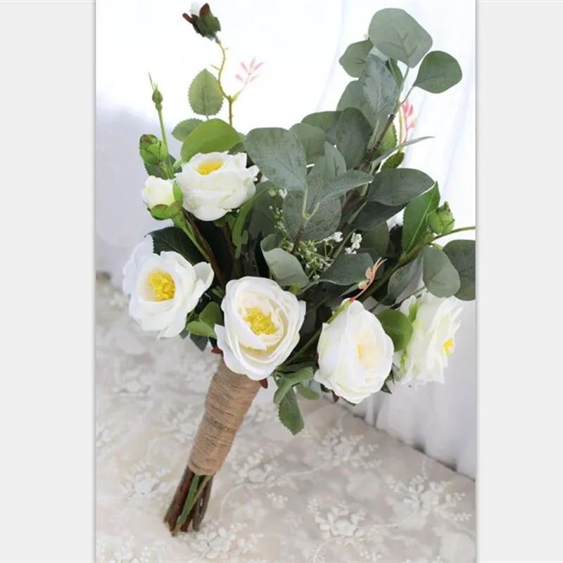 Vjenčanje Buket umjetnih ruža cvijet Vjenčanje s джутом za vjenčanje