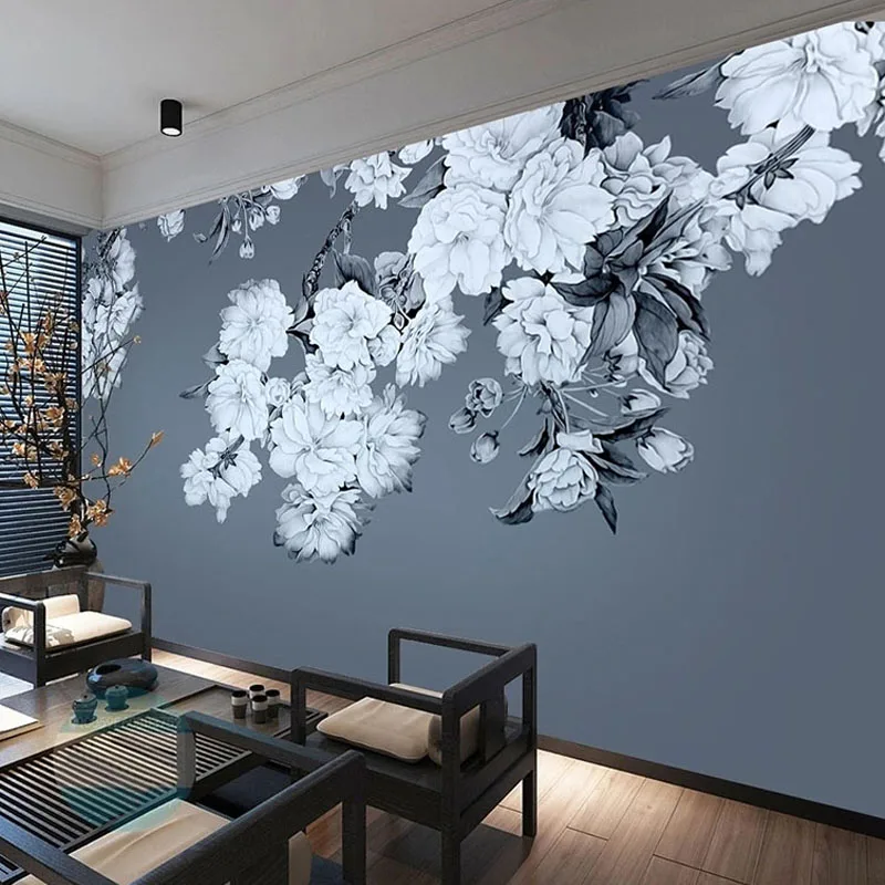 Običaj Zidne tapete 3D Ručno oslikana U Kineskom Stilu Cvijeća i Ptica Slikarstvo Dnevni boravak TV Kauč Kabinet Klasični Papel De Parede