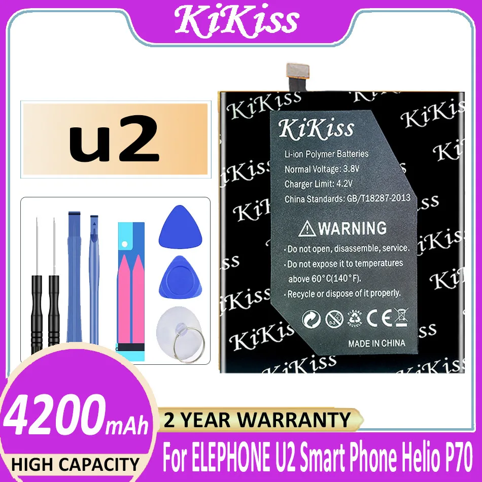 KiKiss U2 (za ELEPHONE) 4200 mah Moćna baterija Za smartphone ELEPHONE U2 Helio P70 velikog kapaciteta Batterij + pratiti NE