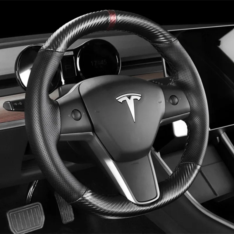 DIY Ručni Rad Kožni Antilop Torbica za Volanom Automobila za Tesla Model 3 Model S Model Y X Model Unutarnja dodatna auto oprema