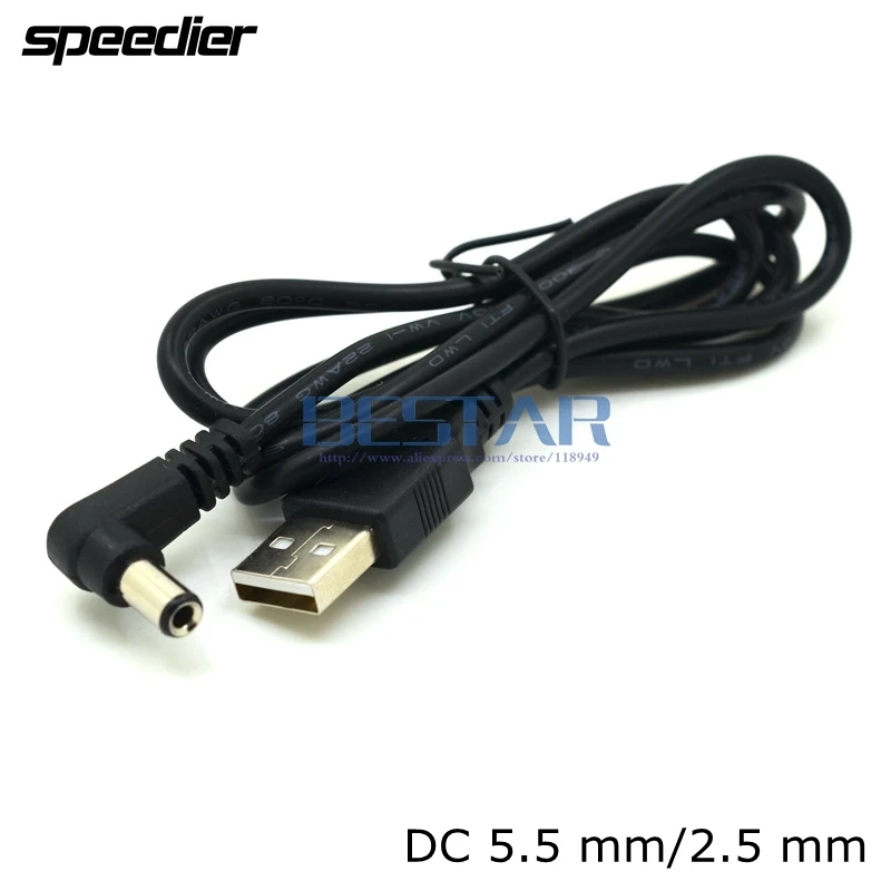 USB 2.0 za DC 5,5 mm/2,5 mm 5,5 *2,5 mm 5,5x2,5 cjevasti 5 voltni priključak dc Priključak za punjenje Kabel 1 m Lakat Pravokutni dizajn