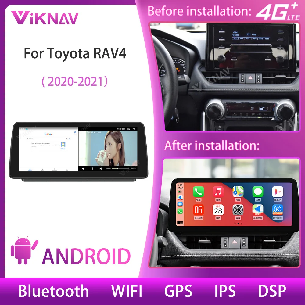 12,3 inča 8 Core Android 10,0 Automobil Toyota RAV4 2020 2021 Media Player Radio GPS Navigacija sa CarPlay Touch Sceen