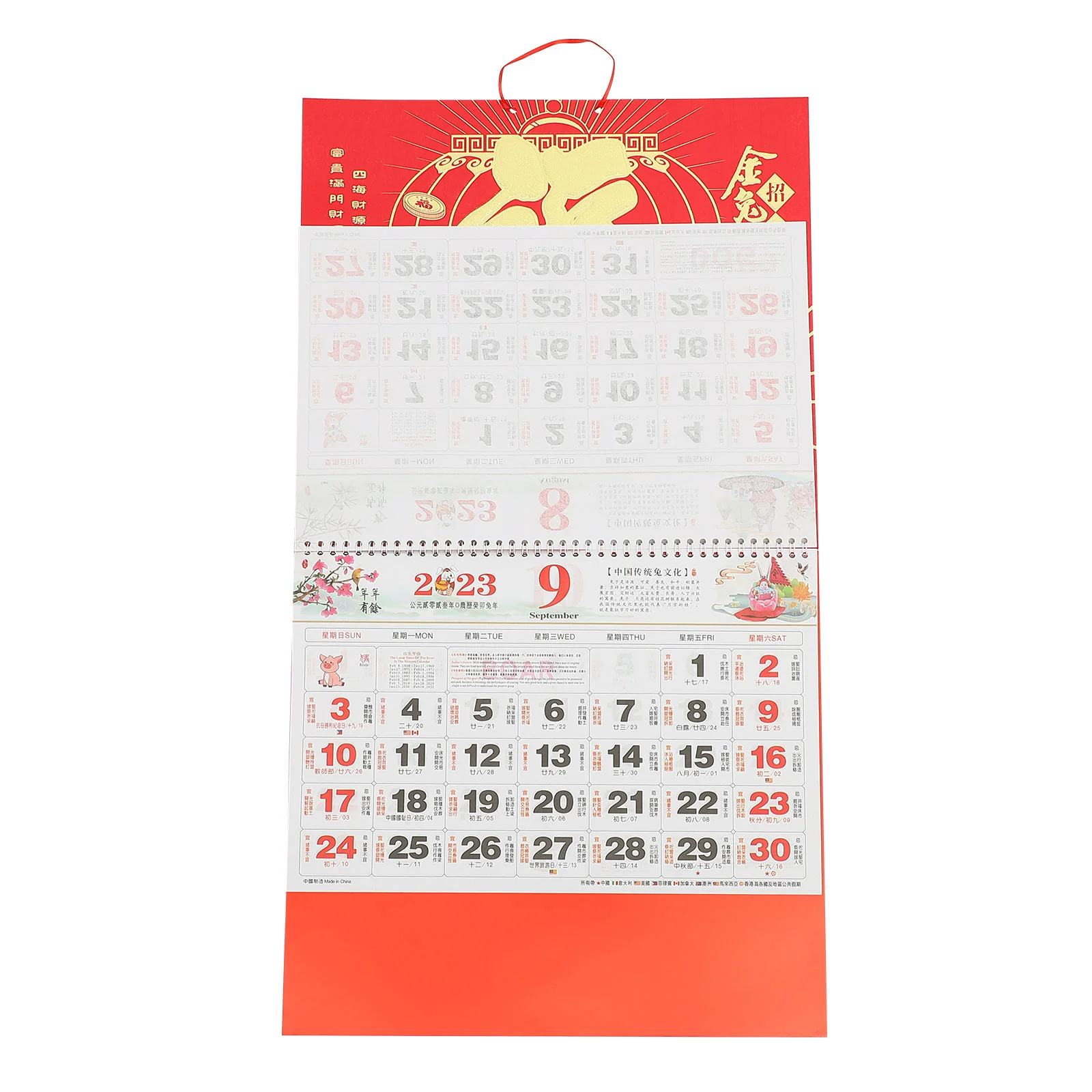 Kalendar Kineski Zid Godine Zeca Novi Viseći Lunarni mjesec Dnevni Zodijački Planer Kuće Tradicionalni 2023 Ured Dekorativni