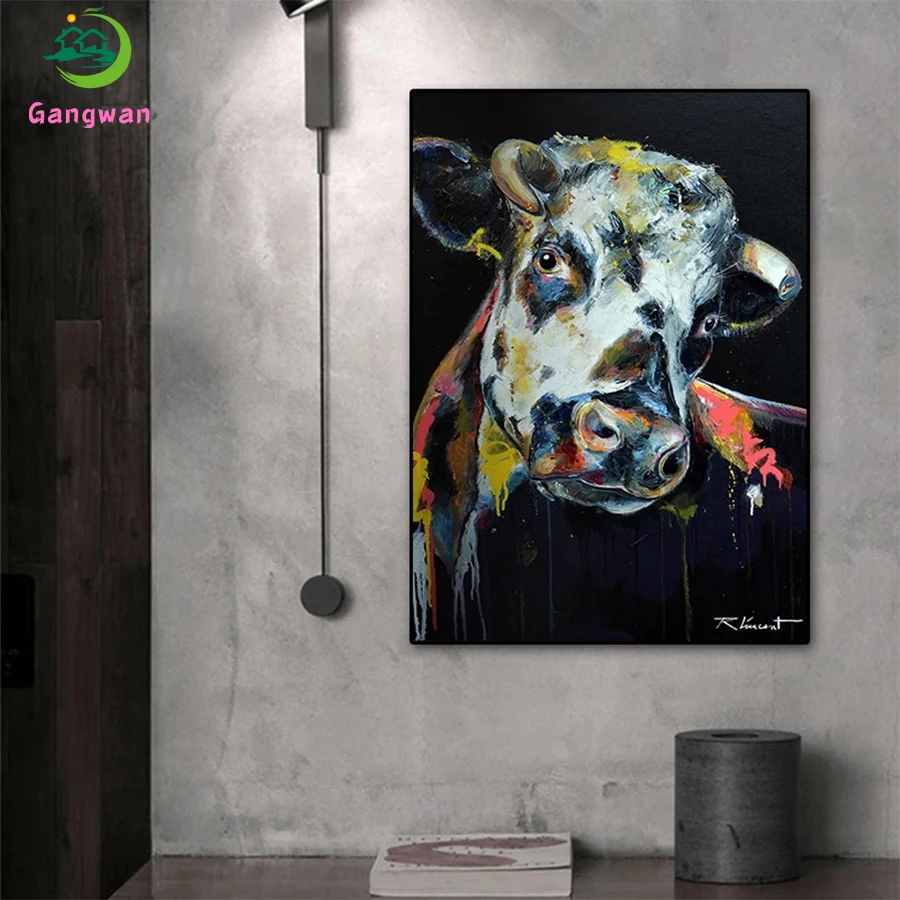 DIY Diamond Slikarstvo Apstraktna umjetnost životinja, obojena krava Diamond Mozaik Potpuna Bušilica Kvadratne i okrugle kamenje Vez Križem Hobi Ručni Rad