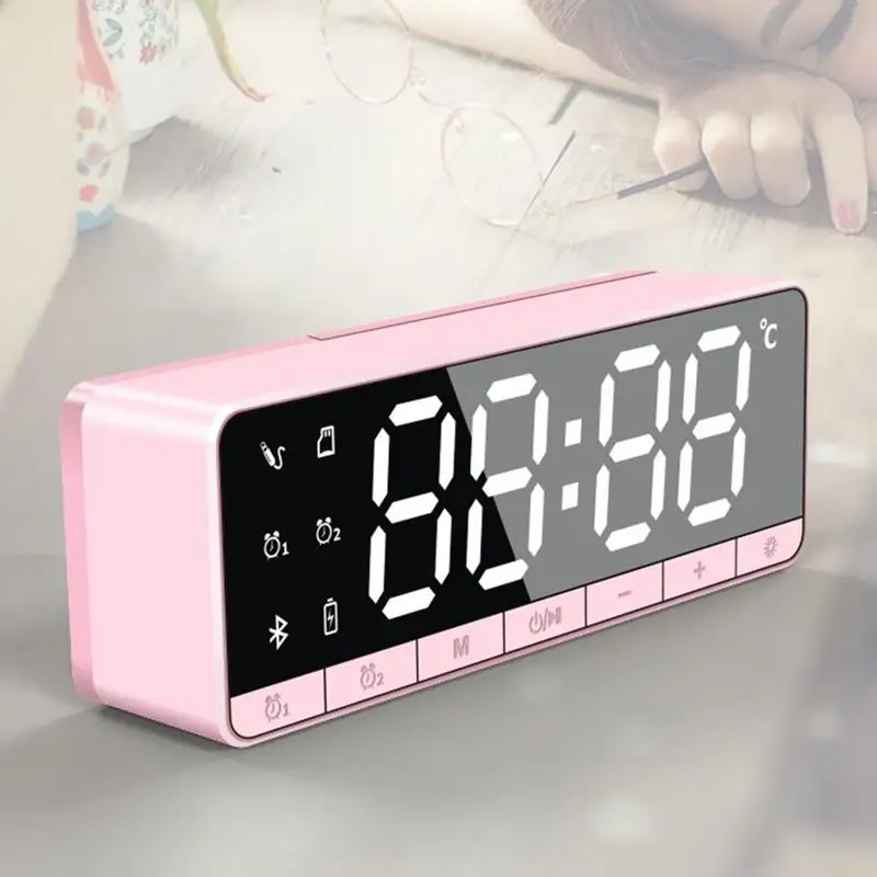 Led Mirror Zvučnik, TF Kartica Bežični Zvučnik Ogledalo Alarm Temperatura Zaslon, Dual Alarm