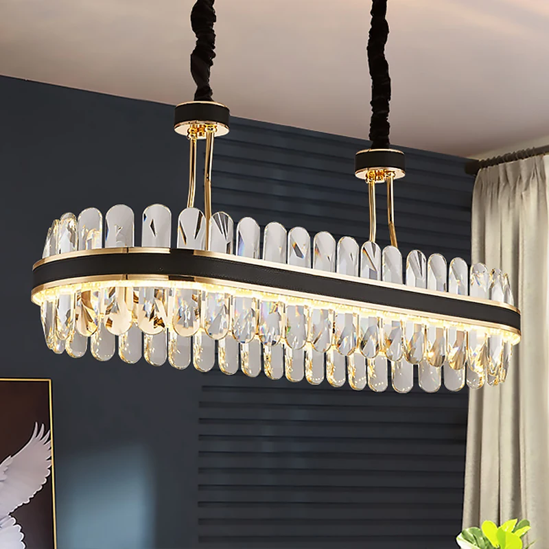 Nova kristalnim lusterima moderan luksuzni Lampa Ovalni Lampa luksuzni Crni Metal i Nehrđajući čelik Kreativni dizajn za vješanje lampe Rasvjeta
