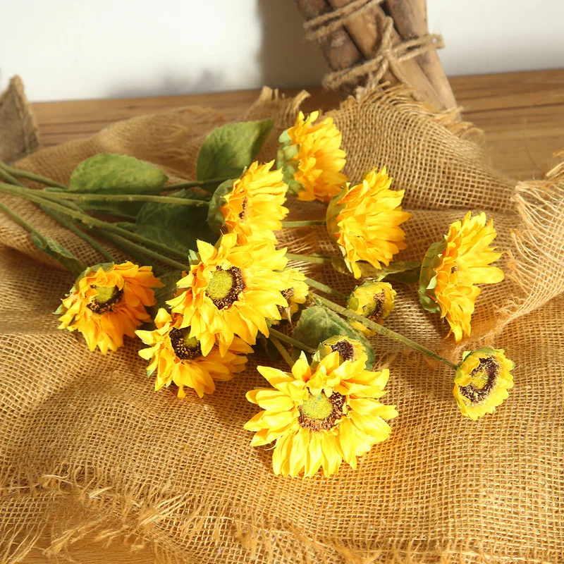 Suncokret imitacija boje suncokreta žute svilene tkanine kućni ukras suho cvijeće jesen dekor cvjetnih dekoracija sa vaza
