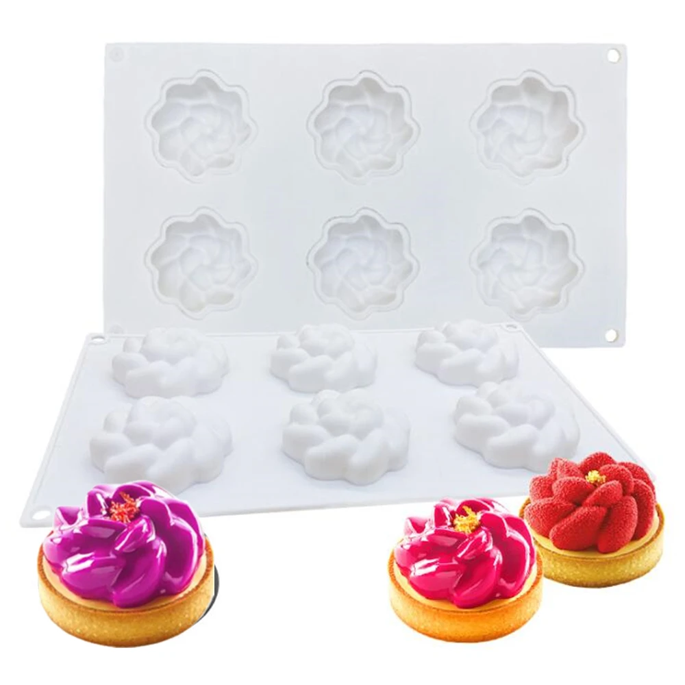 6 Rupa 3D Cvijet Silikonska Forma za Tortu Mousse Десертная Oblik Za Pečenje Slastica Alata za Uređenje Kalup Za Pečenje kalup Za Pečenje Jesti Kvalitete