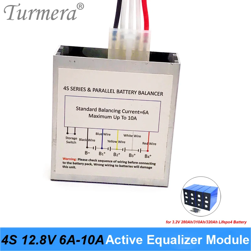 Turmera 4S 12,8 V 6A 10A Aktivni modul Eq za 3,2 V 280Ah 310Ah Lifepo4 baterije i baterija 3,7 V litij baterija 18650