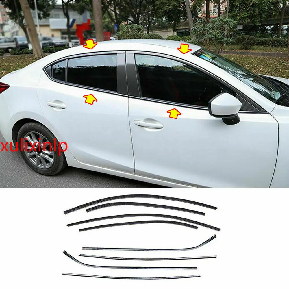 Za 2014-2018 Mazda 3 Sedan Od Karbonskih Vlakana, Čelične Prozor Šine, Šine, modifikacija automobila, auto dijelovi