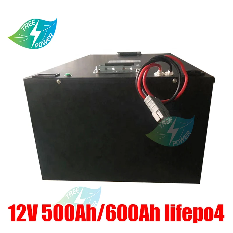 12V 500Ah 600Ah Lifepo4 litij baterija ugrađena BMS veliki kapacitet za skladištenje solarne energije kod kuće na kotačima + punjač 20A
