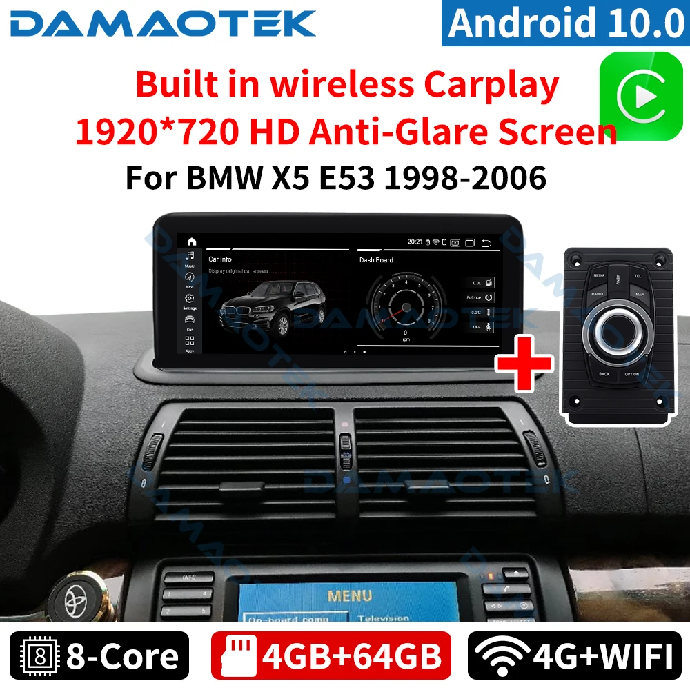 DamaoTek Android 10,0 10,25-inčni android auto radio gps navigacija za BMW X5 E53 1998-2006 Auto Media Player glavna jedinica
