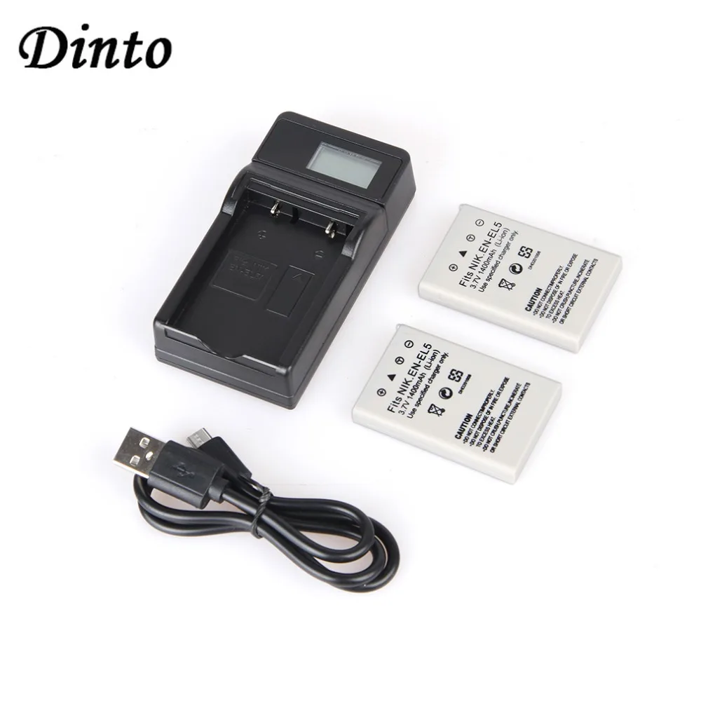 Dinto 2 kom. EN-EL5 EL EL5 ELEL5 Digitalna Kamera Baterija + USB LCD Zaslon Punjač za Nikon Coolpix P3 P4 P80 P90 P5100 3700