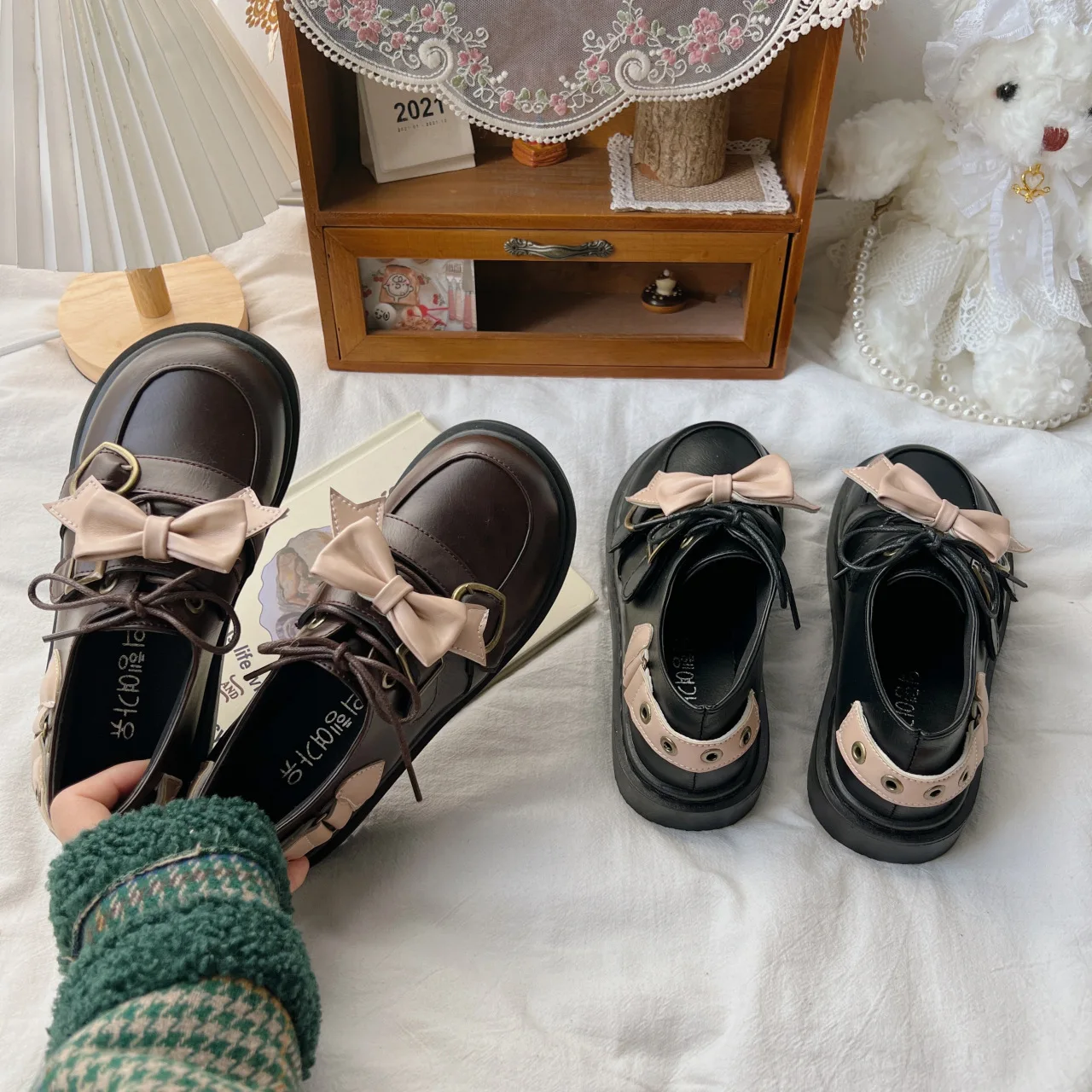 Japanska Studentica Mary Janes/Casual cipele; cipele ravnim cipelama sa uvezivanje i kravata-leptir; ženska Uniforma u stilu Лолиты Za Djevojčice; ženske лоферы ravnim cipelama