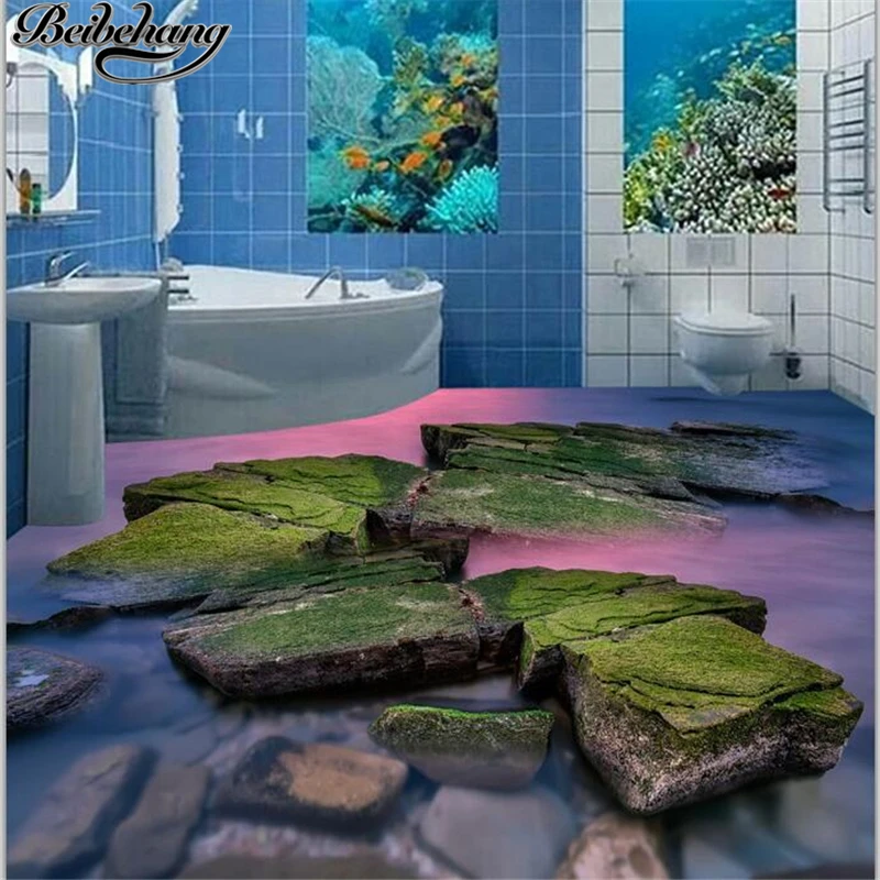 beibehang običaj paul 3d lijep riječni kamen moss kupaonica 3D kat dnevni boravak trgovački centar hotel samoljepljive podovi