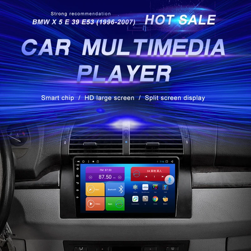 Android Auto DVD za BMW X 5 E 39 E53 (1996-2007) Auto radio Media Player Navigacija GPS Android10.0 Dvostruki Din