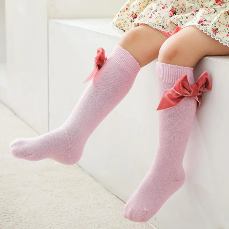 Nove Zimske Čarape za djevojčice s Бантиками, Prozračne Soft Dječje Pamučne Čarape, Čarape do Koljena za djevojčice, Dječje Duge Čarape-cijev