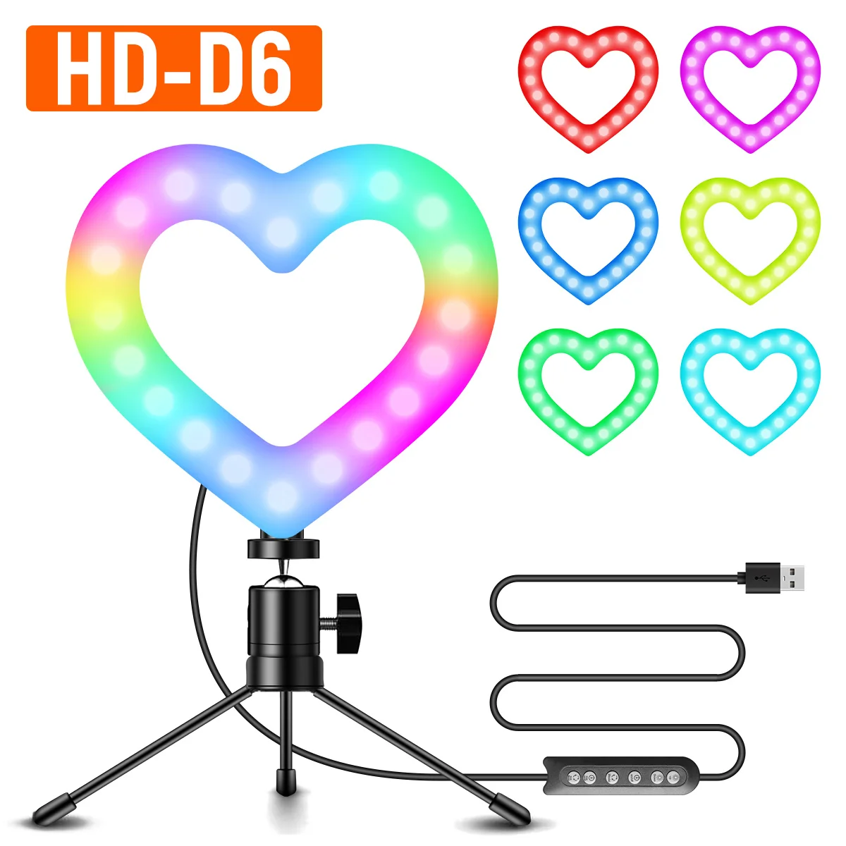 10 Inča RGB Led Ring Lampa u obliku Srca sa Stolnim Nosačem Za Njega, Kit Za Mobilni Telefon Селфи Video Zatamnjen make-up Video Uživo