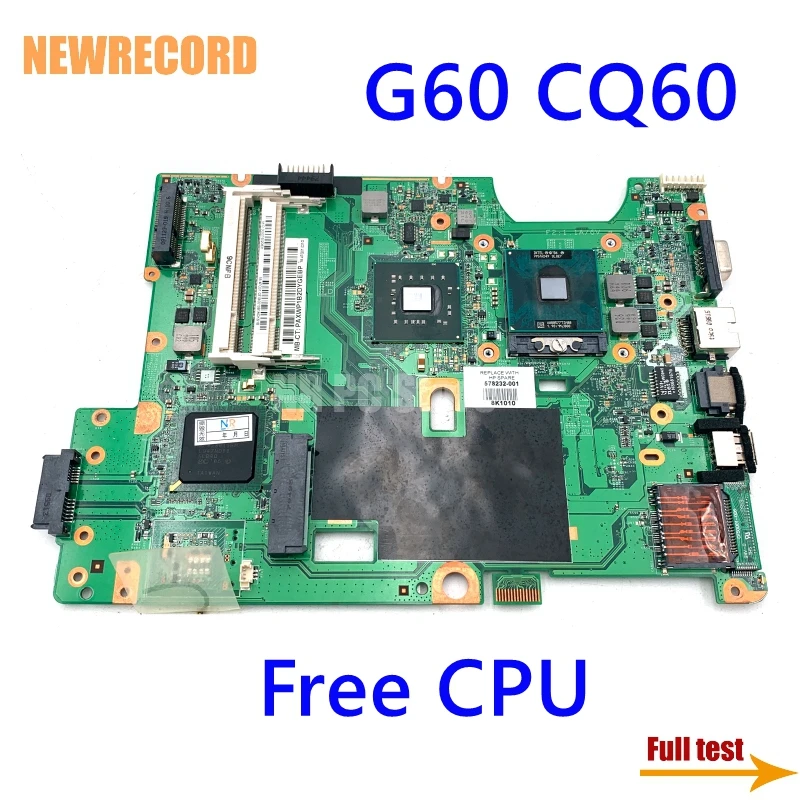 NEWRECORD 578232-001 48.4FQ01.011 Za HP Compaq G60 CQ60 Matična ploča Laptopa DDR2 Besplatna glavni odbor cpu kompletan test