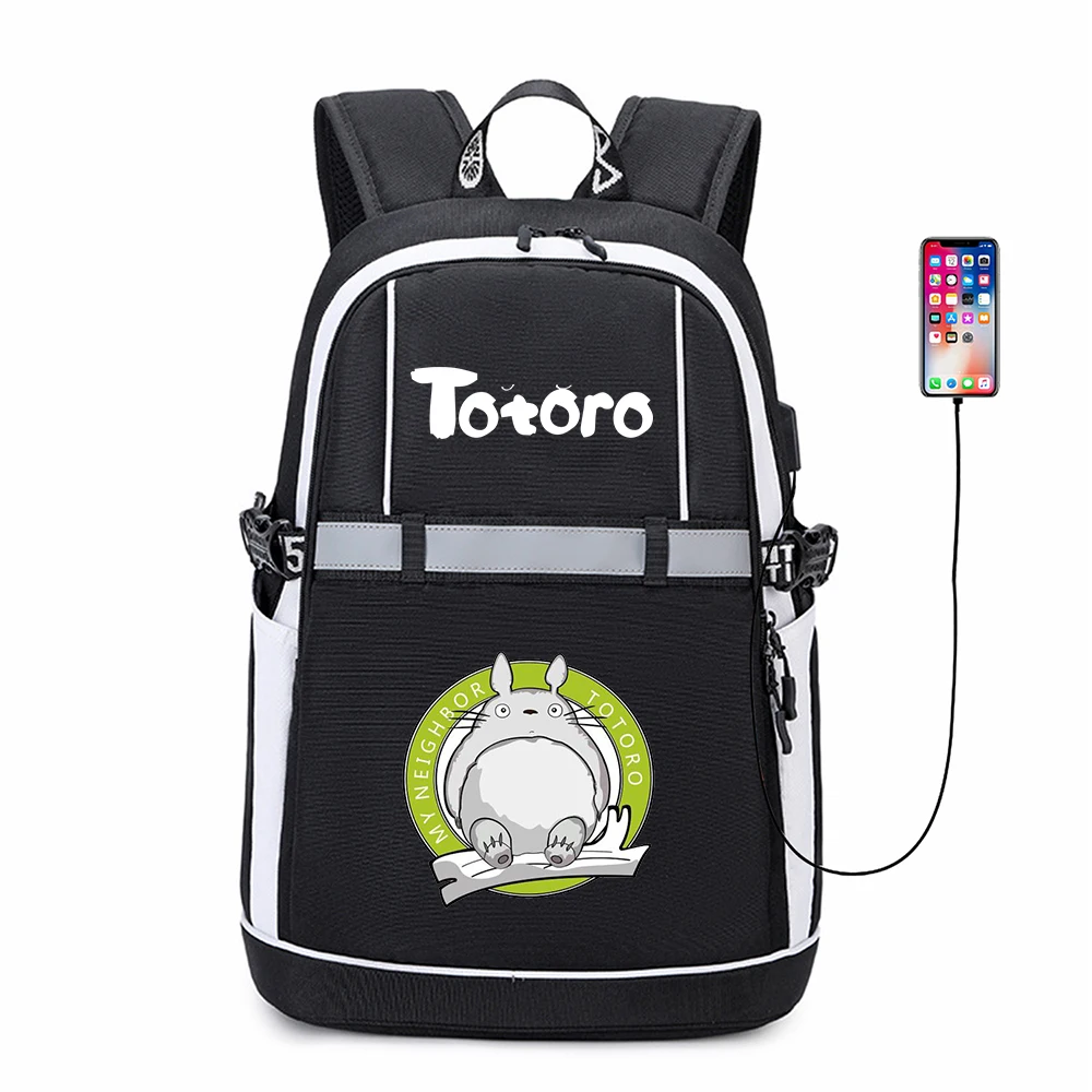 Anime je Moj Susjed Totoro Crtani USB Ruksak Sa Reflektirajuća Traka za Svakodnevni Оксфордская Torba Za Knjige Na Munje Adolescencija Ruksak Školski Ruksak