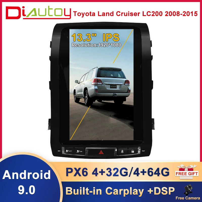 13,3-Inčni Android 9,0 za Toyota Land Cruiser LC200 2008-2015 GPS Auto Navigacijski sustav Visoke Razine Stereo Multimedijski Uređaj Multimedijski Player