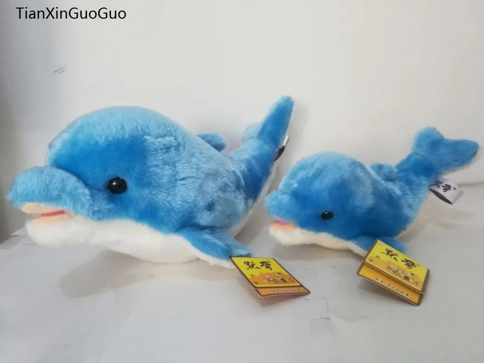 oko 27 cm i 38 cm blue dupini pliš igračku prekrasan delfin mekana lutka jastuk jedna stranka/2 kom, poklon za rođendan s2122