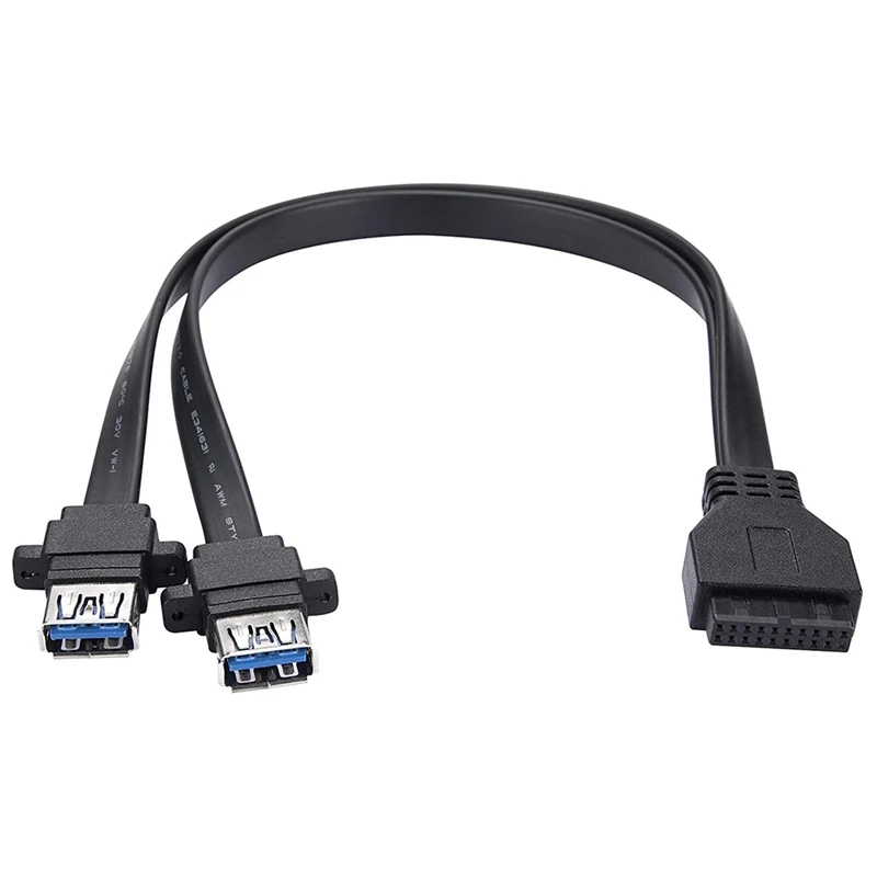 Kabel USB 3.0, 19-pinski priključak, više od 2 konektora za USB 3.0 (A), za zamjenu USB priključka na kućištu računala (0,3 m)
