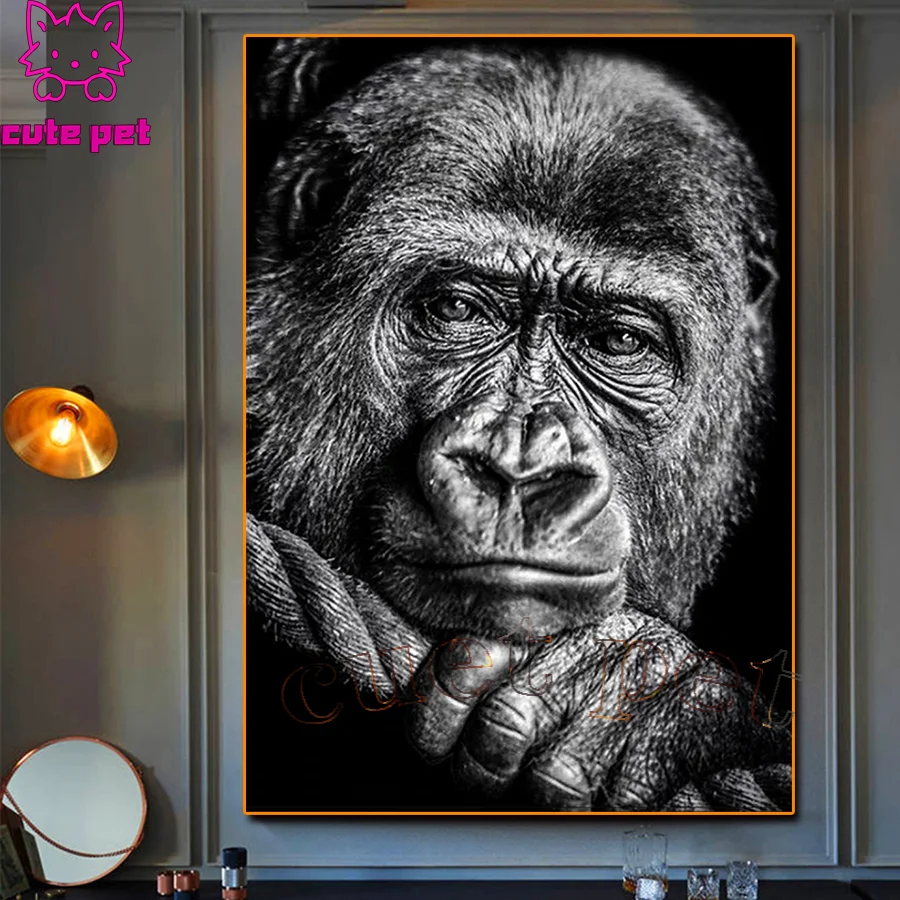 2020 okrugli Diamond Slika Životinja orangutan Puni kvadratnom Gorski Kristal sa Slikom diamond mozaika Majmuni подарочное ukras салонное umjetničko djelo