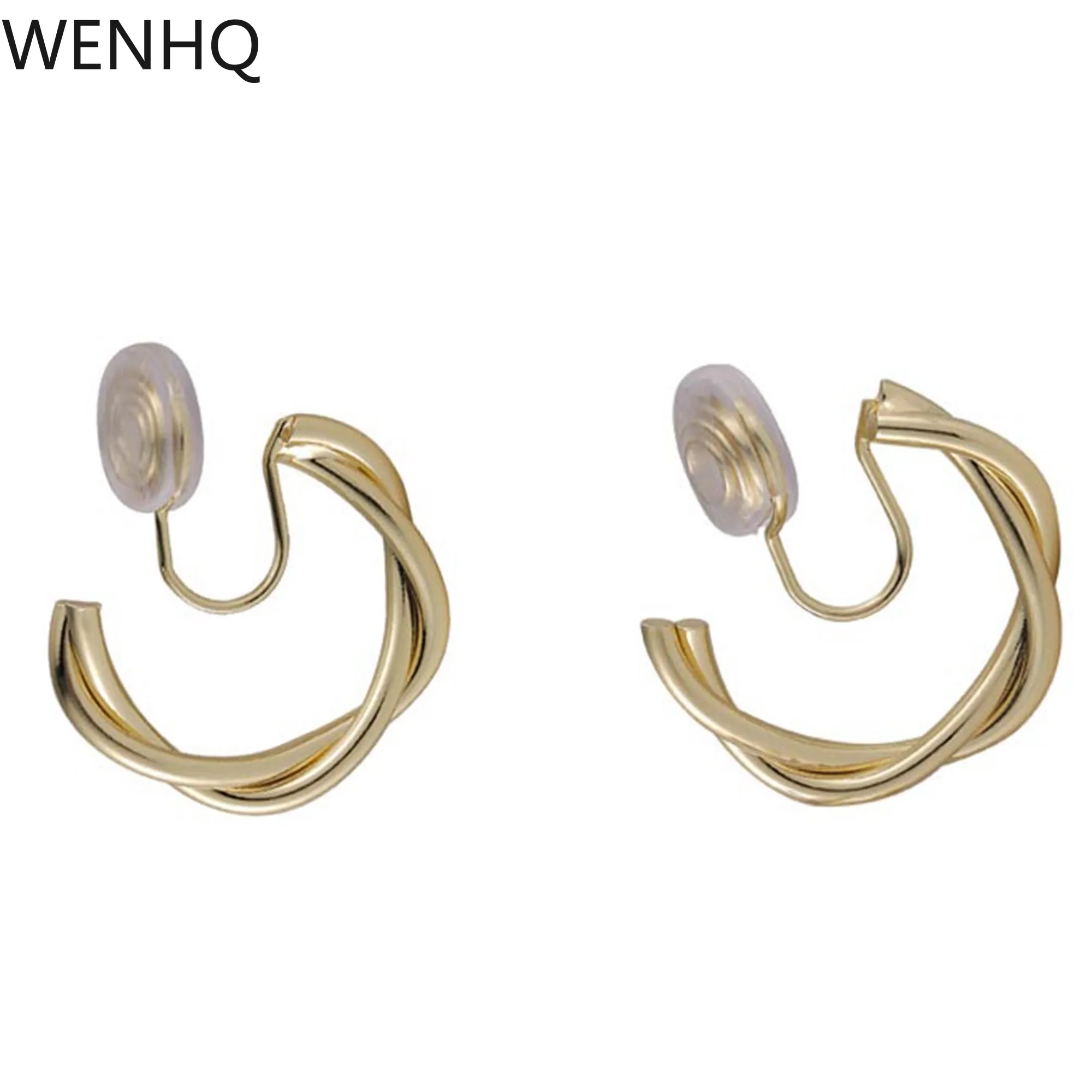 WENHQ, Naušnice-isječke u Korejskom Stilu, Trendy Ženske Geometrijski Naušnice-pljuska u obliku Kruga Sa Сережками Bez Piercing, Nakit Poklon