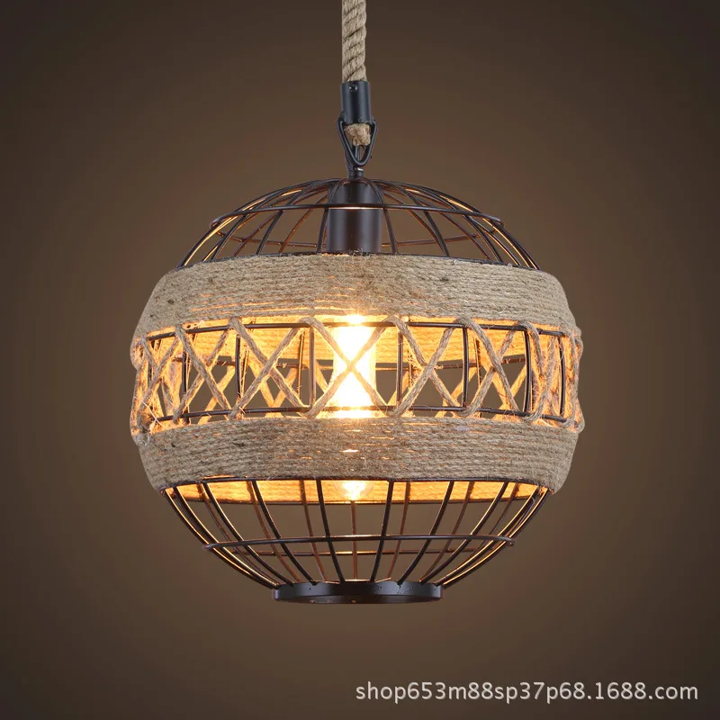Američki country konoplja uže lampa klasicni željezna ptica lampa kreativni bar restoran viseće svjetiljke svjetiljka blagovaonica droplight LB12263