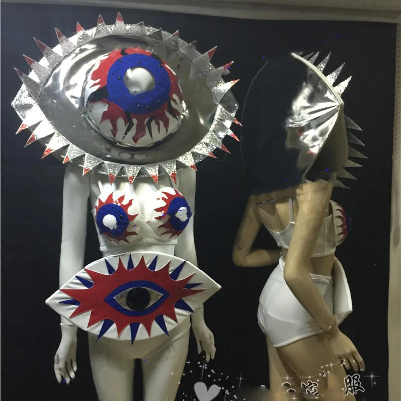 Devil monster eye performance odjeca DS team velike oči Halloween party svemirski scenski kostim plesni show Odijelo Gogo