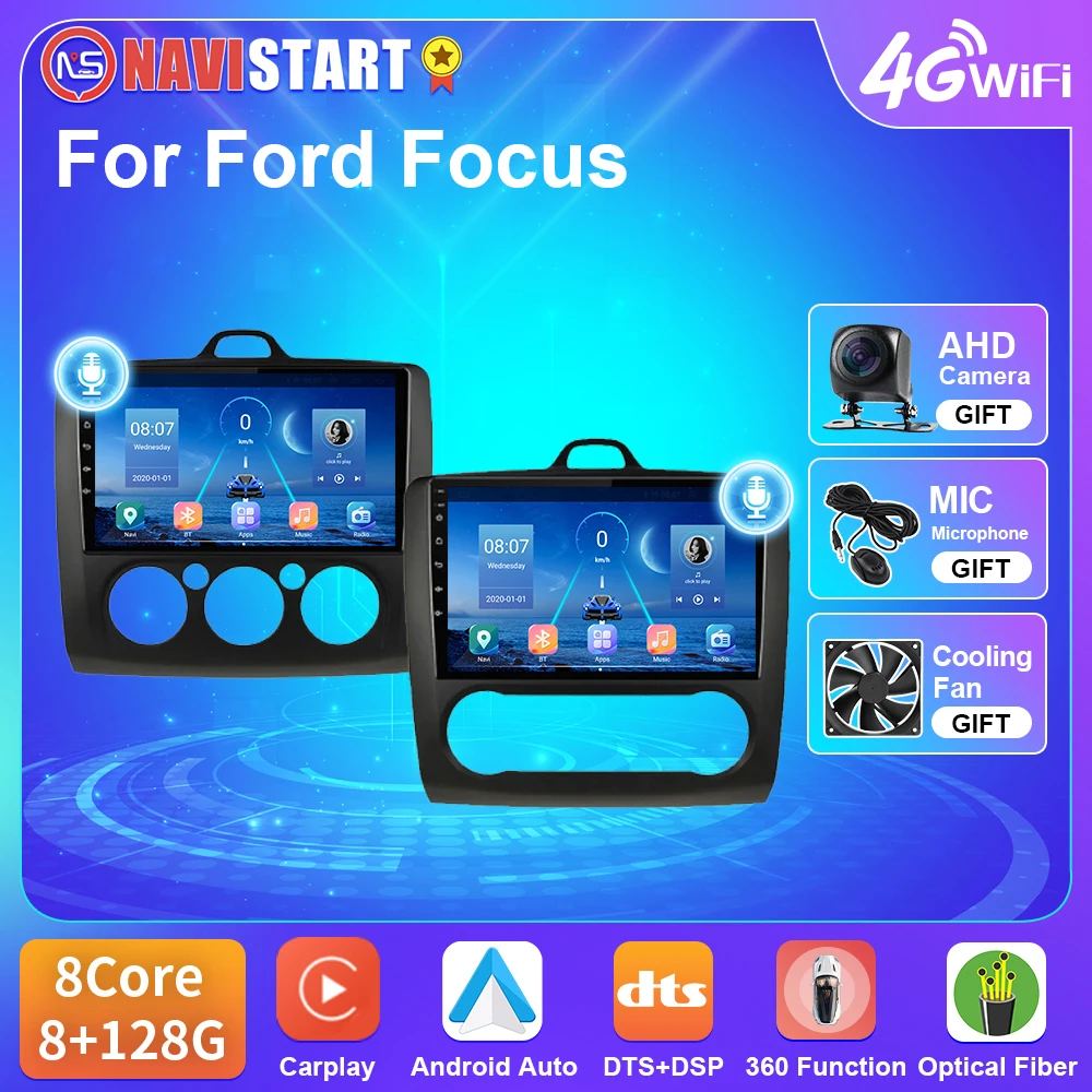 NAVISTART T5 Android 10 Uređaj za Ford Focus Mk2 Mk3 ST RS 2004-2011 Media Player Carplay Android Auto DVD 2 Din