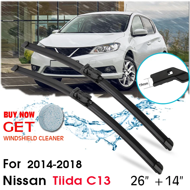 Auto Oštrica Prednjeg Prozora Vjetrobransko Staklo, Guma Silicijski Brisači Za Nissan Tiida C13 2014-2018 LHD/RHD 26 