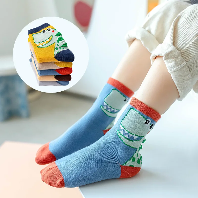 Proljeće-jesen Dječje Čarape, Pamučne čarape s dragim Likom Dinosaura iz Crtića, Čarape za dječake i djevojčice, Dječje čarape od 1 do 2 godine