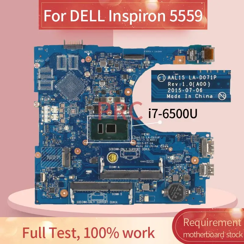 CN-086V8H 086V8H Za DELL Inspiron 5559 i7-6500U Matična ploča laptopa LA-D071P SR2EZ DDR3L Matična ploča laptopa