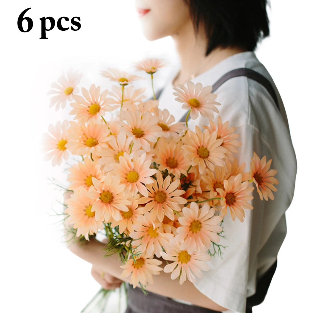 6 KOM. Umjetno Cvijeće, Plastičnim Tratinčica Umjetno Cvijeće Office Lažni Cvijeće Dekorativni Festival Večernje Buket DIY Kućni Dekor