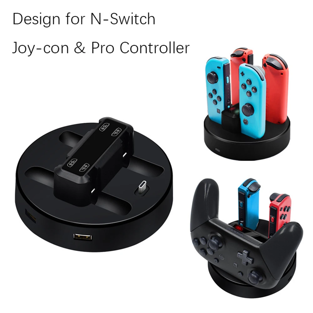 Za Nintendo Switch Joycon Ručka s četiri punjače Punjač za Nintendo Switch Ručka Punjač za sjedala Fin i kompaktan dizajn