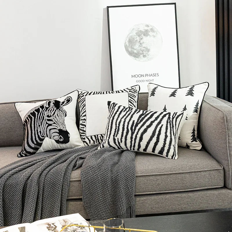 45x45 cm zebra presvlaku za kauč jastuci crno bijeli geometrijski jastučnicu vezene jastučnicu