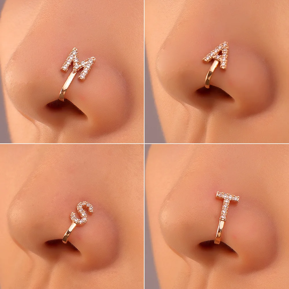 Novi stil, неперфорированные nokte za nos, trendy ženske naušnice s bakrenom umetak, cirkon, U obliku spona za nos, prsten za nos, lažni nakit za piercing
