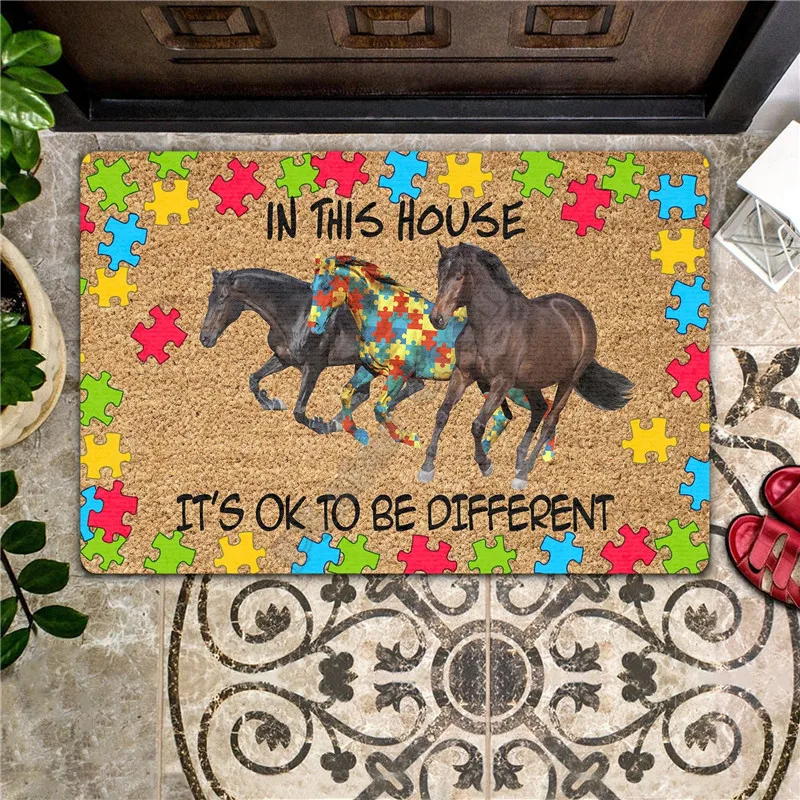 Konj s autizmom u ovoj kući je u redu biti drugačiji Tepih za vrata Нескользящие vrata tepisi Dekor Mat trijem