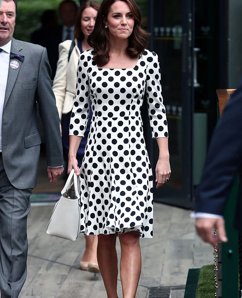 2017 Haljina princeze Kate Middleton Nova haljina s trga ovratnik i po cijeloj površini u grašak
