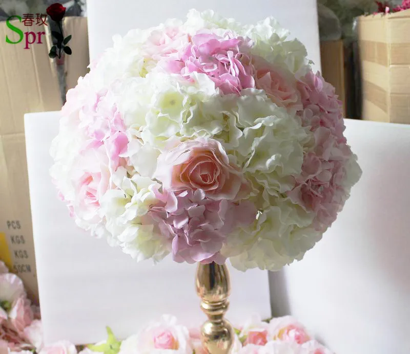SPR pink mix bijeli stol središnji ukras cvijet loptu umjetne ruže cvijet vjenčanje zid pozadina ukras uređeni besplatna dostava