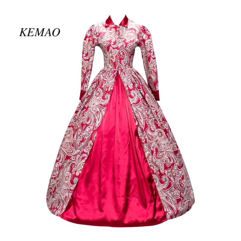 KEMAO Victorian Gotičkom Razdoblju od Crvenog Pamučnog Haljina Loptu Haljina Duh Rekonstrukcija Vještice Steampunk odijelo/cosplay haljinu za prom