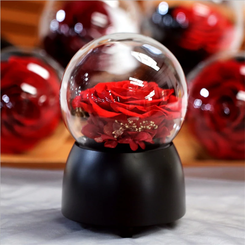 Luksuzna Muzička Kutija s Vječnom Ružom, Spremljeni Cvijet Loptu, fin poklon Za majčin Dan