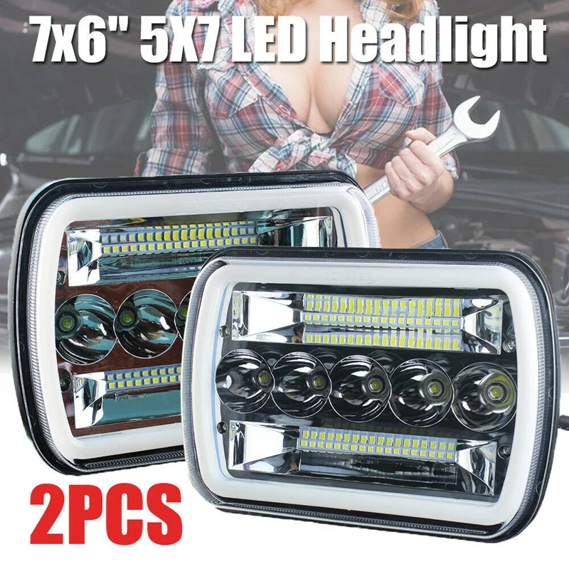 1 Par Od 240 W 5x7 inča 7x6 inča led svjetla Hi-Lo Zraka Halo DRL za Jeep Cherokee, Wrangler XJ YJ