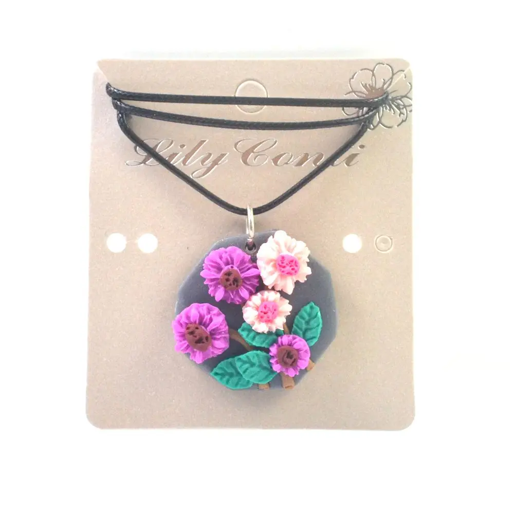 Planta artesanal pura forma de flor arcilla polimérica collar adorable regalo femenino joyas