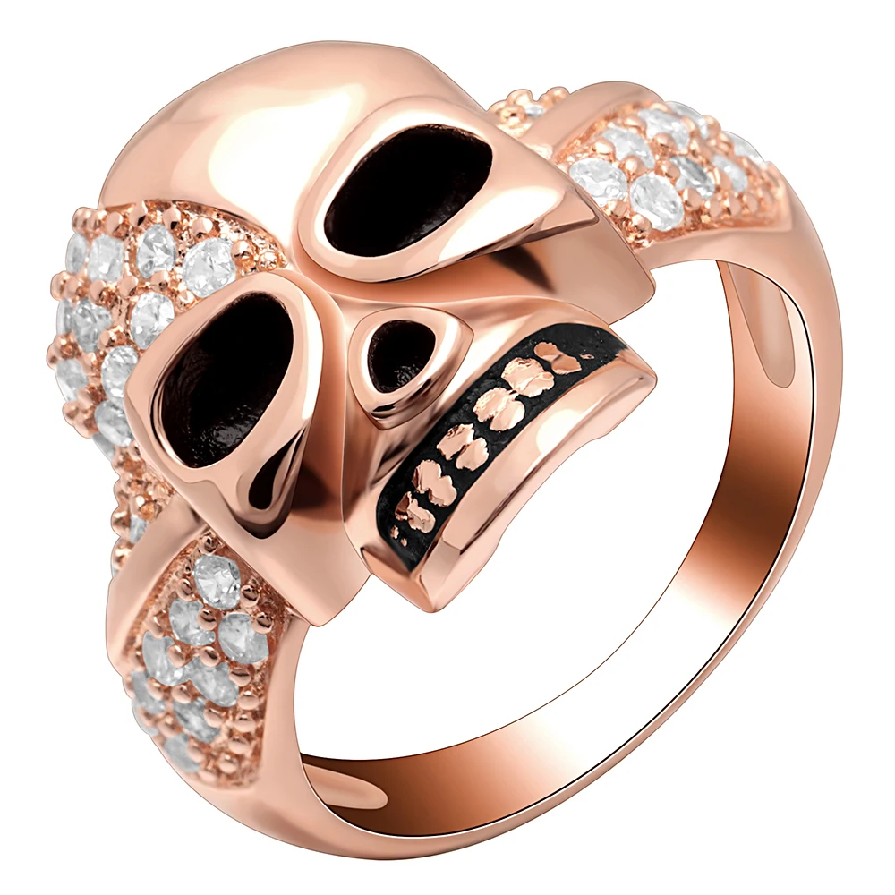 Seanlov Nova Moda Rose Gold Boja Stil Lubanju Prsten Za Za Žene Crystal CZ Vjenčanje Nakit Večernje Cool Punk Pokloni Prsten