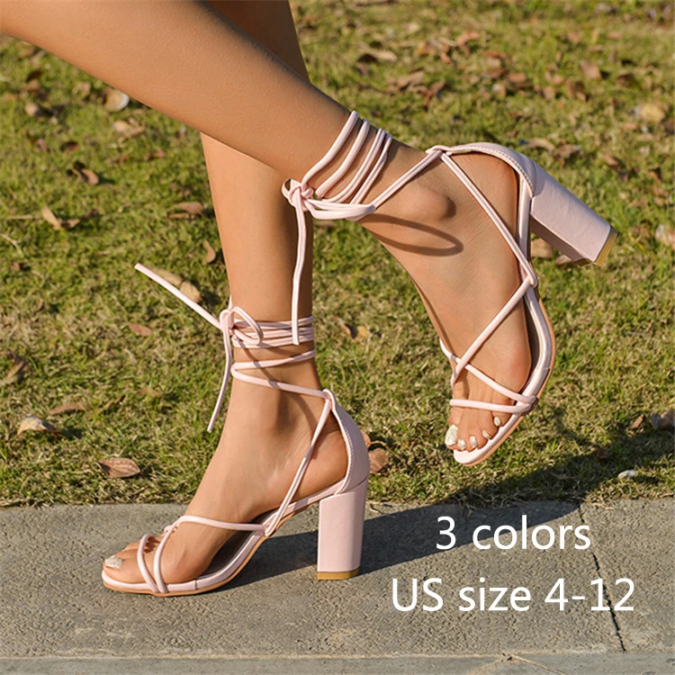 8 cm Ženske sandale, kožne Cross-vezan visoke pete i gležnja remen zurke crno bijele cipele ljetne zgodan peta