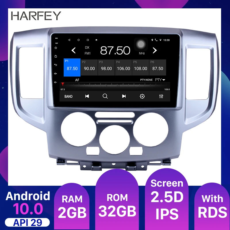 Harfey Android 10,0 API29 Auto Media player GPS 2 Din2009 2010 2011-2016 NISSAN NV200 WiFi Tochscreen 1080P Video